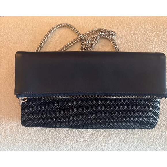 Laudi Vindi Blue Leather & Chain Evening Bag With Rhinestone Detailing 9.5”x5” - Picture 1 of 3